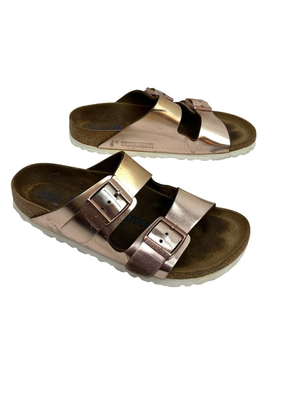 Birkenstock Arizona Rose Gold Double Buckle Slide Sandals Womens Size 5 EU 36 Ma - Picture 8 of 16
